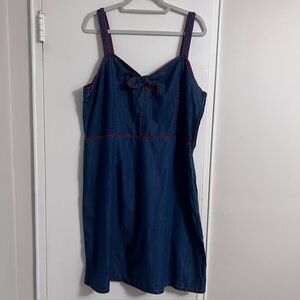 Faded Glory Y2K 100% Cotton Denim & Red Trim Dress - Retro - Size 18